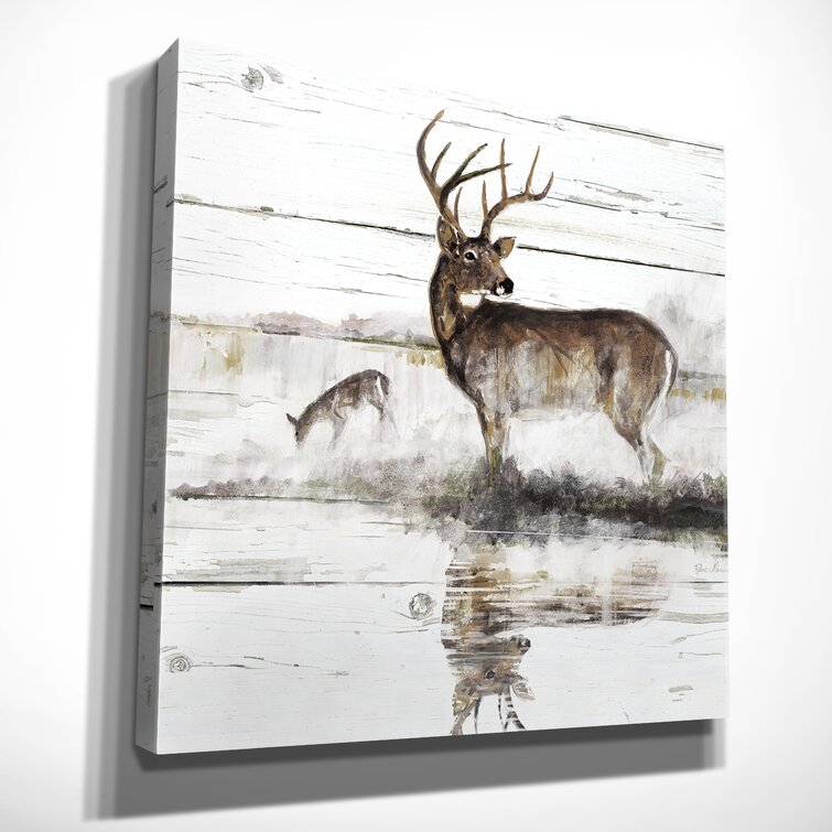 Rustic Misty Deer On Canvas Print